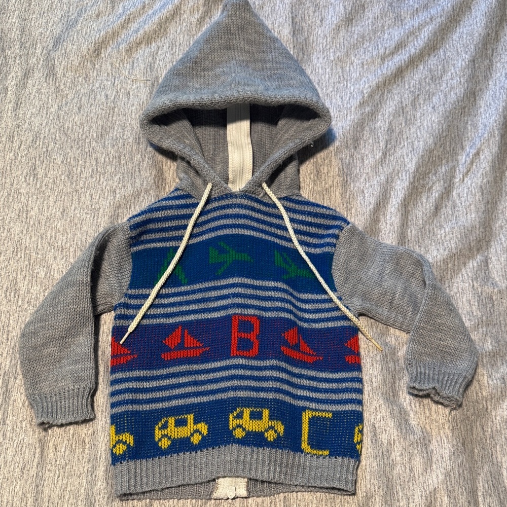 Vintage Dr. denton Children's Hooded Knit Jacket with Playful Design